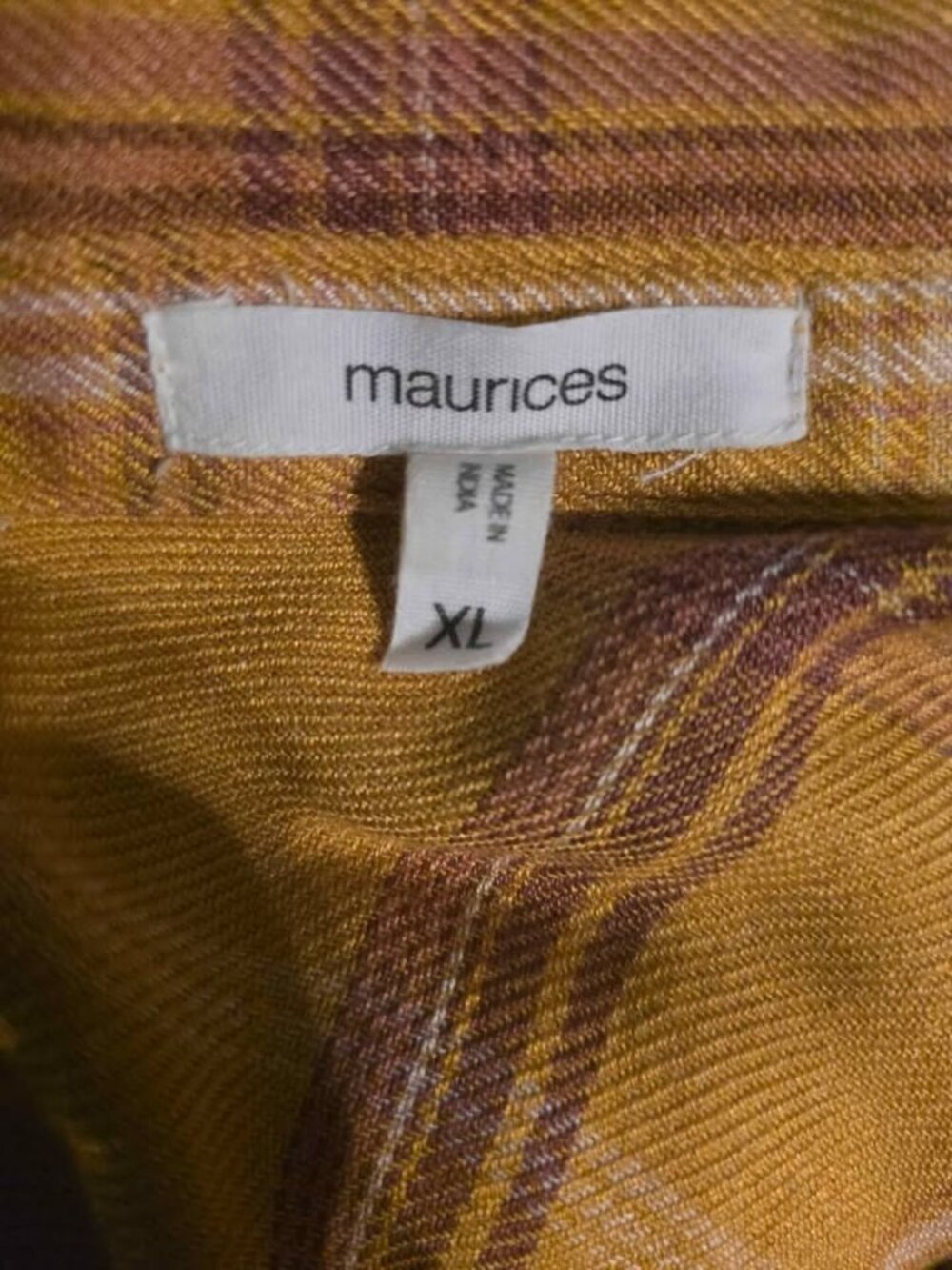 Maurices Plaid Button Up Shirt Womens Size XL Yellow Pink Long Sleeve Western C - Picture 7 of 8